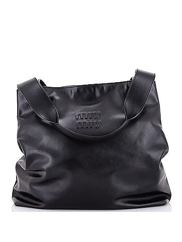 Miu Miu Logo Embossed Tote Leather Large (view 1)
