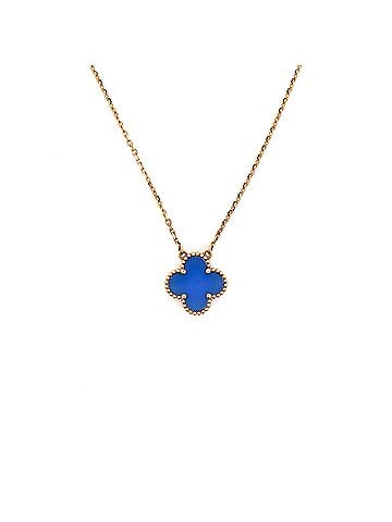 Van Cleef & Arpels Vintage Alhambra Pendant Necklace 18K Yellow Gold and Agate (view 1)
