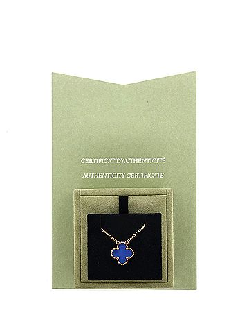 Van Cleef & Arpels Vintage Alhambra Pendant Necklace 18K Yellow Gold and Agate (view 2)
