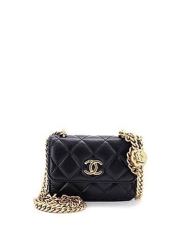 Chanel Sweet Camellia Flap Clutch with Chain Quilted Lambskin Mini (view 1)