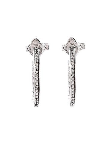 David Yurman Pave Hoop Earrings Sterling Silver with Diamonds 25mm (view 1)