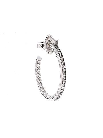 David Yurman Pave Hoop Earrings Sterling Silver with Diamonds 25mm (view 2)
