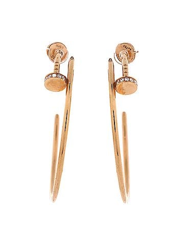 Cartier Juste un Clou Hoop Earrings 18K Rose Gold with Diamonds XL (view 1)