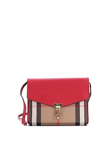 Burberry Macken Crossbody Bag Leather and House Check Canvas Small (view 1)