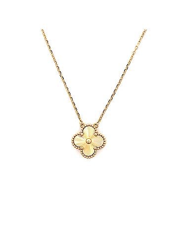 Van Cleef & Arpels Vintage Alhambra Pendant Necklace Guilloche 18K Yellow Gold (view 1)