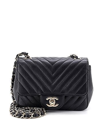 Chanel Square Classic Single Flap Bag Chevron Lambskin Mini (view 1)
