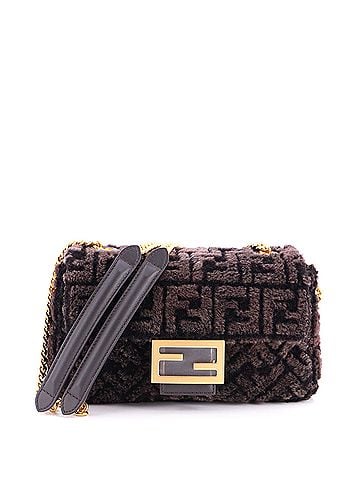 Fendi Midi Baguette Chain Bag Zucca Shearling Medium (view 1)