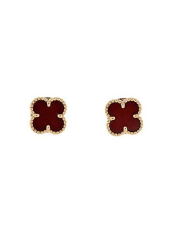 Van Cleef & Arpels Sweet Alhambra Stud Earrings 18K Rose Gold and Carnelian (view 1)