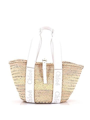 Chloé Sense Basket Tote Raffia with Leather Medium (view 1)