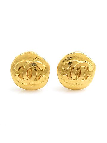 Chanel Chanel earrings, Coco Mark design, metal, gold, women's, e61933 (view 1)