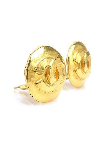 Chanel Chanel earrings, Coco Mark design, metal, gold, women's, e61933 (view 2)