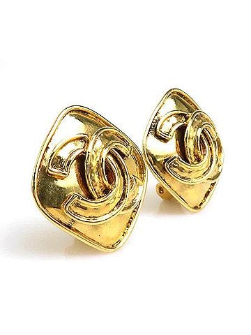 Chanel Chanel earrings, Coco Mark design, metal, gold, women's, e61932a (view 2)