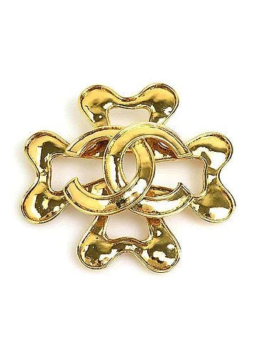 Chanel Chanel brooch, Coco Mark, metal, gold, women's, e61931i (view 1)
