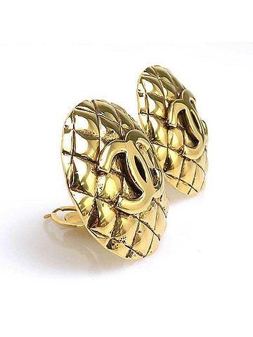 Chanel Chanel earrings, Coco Mark design, metal, gold, women's, e61930a (view 2)