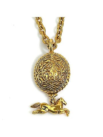 Chanel Chanel necklace, Coco Mark, metal, gold, women's, e61928a (view 1)