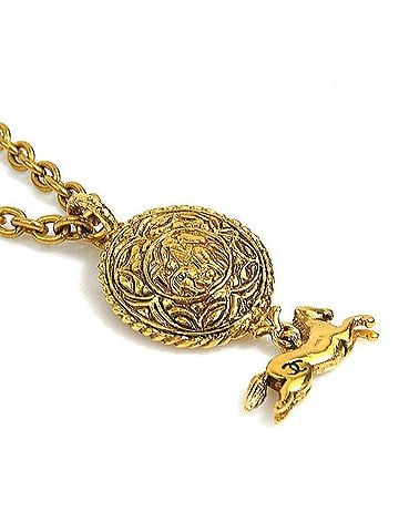 Chanel Chanel necklace, Coco Mark, metal, gold, women's, e61928a (view 2)