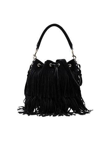 Saint Laurent Small Suede Emmanuelle Fringe Bucket Bag (view 1)