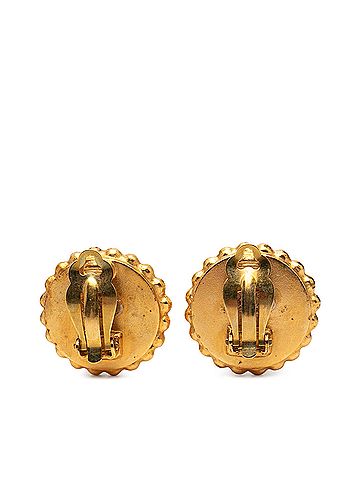 Chanel CC Gold Plated and Enamel Button Clip On Earrings (view 2)