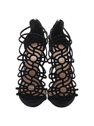 Dsquared2 Dsquared2 Back-Zipped Strappy Sandal Heels in Black Suede (view 2)