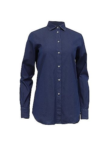 Loro Piana  Loro Piana Button-Down Denim Shirt in Blue Cotton (view 1)