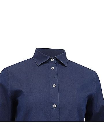 Loro Piana  Loro Piana Button-Down Denim Shirt in Blue Cotton (view 2)
