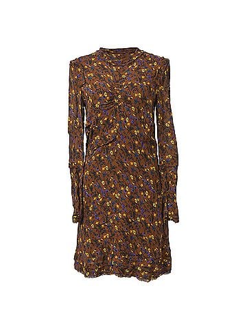Chloé  Chloé Floral Print Mini Raw Hem Long Sleeve Dress in Multicolor Viscose (view 1)
