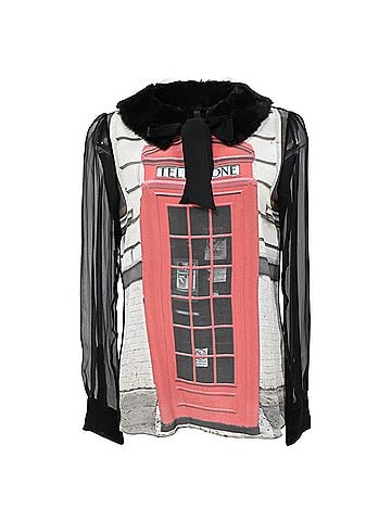 Moschino Moschino Cheap & Chic London Telephone Print Top in Multicolor Silk (view 1)