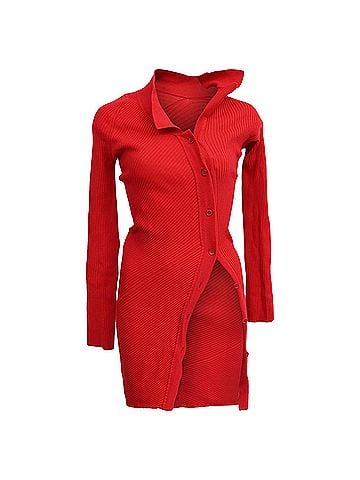 Jacquemus Jacquemus La Robe Maille Colin Mini Dress in Red Wool (view 1)