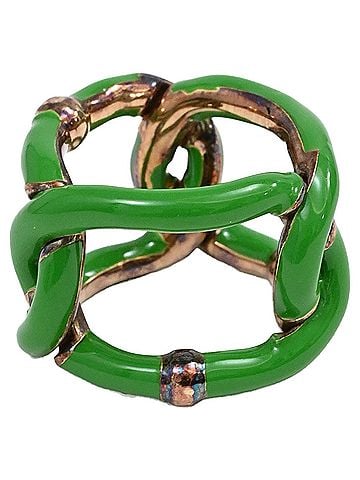 Bottega Veneta Bottega Veneta Parakeet Enamel Ring in Green Metal (view 1)