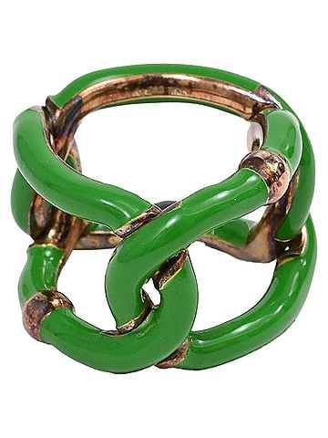 Bottega Veneta Bottega Veneta Parakeet Enamel Ring in Green Metal (view 2)