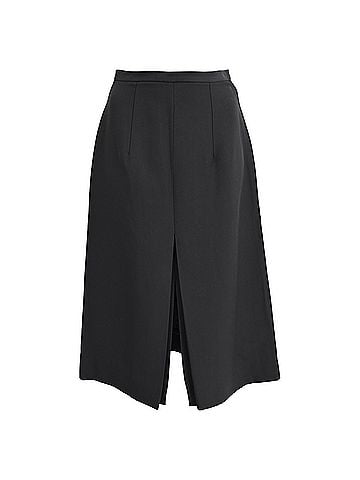 Céline Celine Front Slit Midi A-Line Skirt in Black Polyester (view 1)