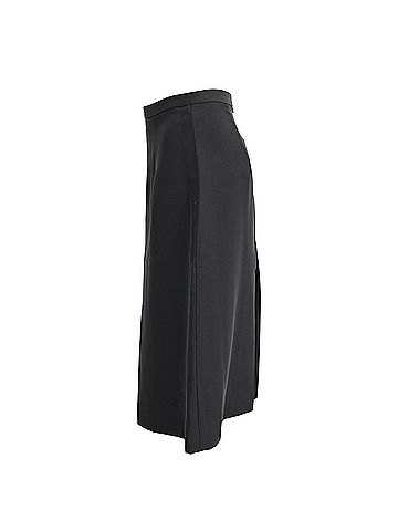 Céline Celine Front Slit Midi A-Line Skirt in Black Polyester (view 2)