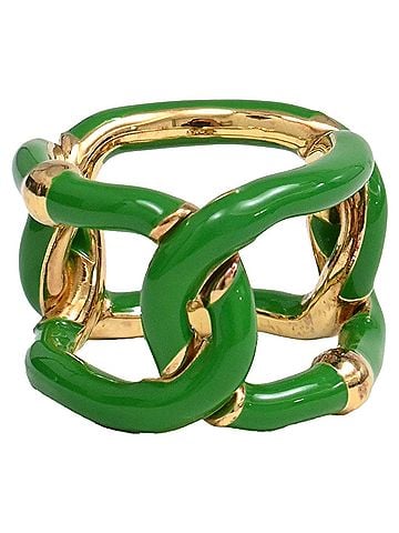 Bottega Veneta Bottega Veneta Parakeet Chain Ring in Green Sterling Silver (view 1)