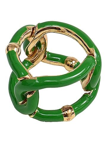 Bottega Veneta Bottega Veneta Parakeet Chain Ring in Green Sterling Silver (view 2)