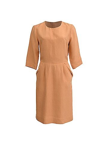 Chloé  Chloé Half-Sleeved Midi Dress in Peach Silk (view 1)