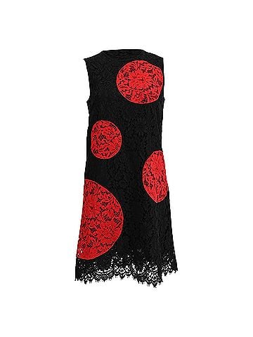 Dolce & Gabbana Dolce & Gabbana Polka Dot Lace Detail Mini Dress in Black and Red Cotton (view 1)