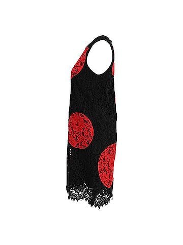 Dolce & Gabbana Dolce & Gabbana Polka Dot Lace Detail Mini Dress in Black and Red Cotton (view 2)