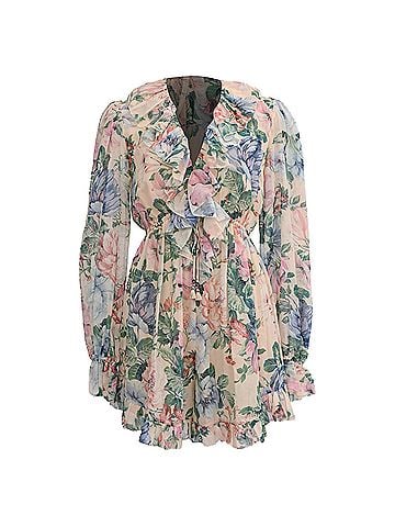 Zimmermann Zimmermann V-Neck Romper in Floral Print Cotton (view 1)