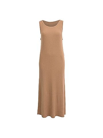 Chloé Chloé Ribbed Tank Midi Dress in Brown Wool (view 1)