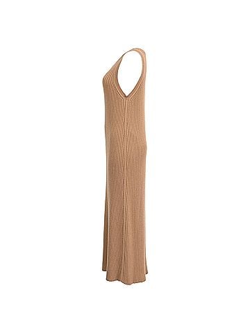 Chloé Chloé Ribbed Tank Midi Dress in Brown Wool (view 2)
