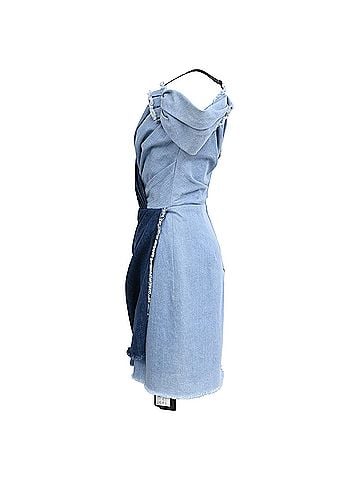 Dolce & Gabbana Dolce & Gabbana Patchwork Two Tone Mini Dress in Blue Denim (view 2)