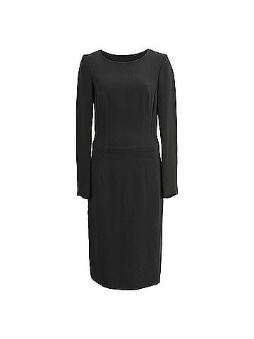 HUGO BOSS Boss by Hugo Long Sleeve Midi Dress in Black Wool (view 1)