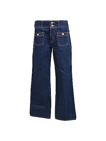 Céline Celine Mid Rise Bootcut Jeans in Blue Denim (view 1)