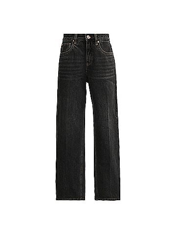 Brunello Cucinelli Brunello Cucinelli High-Rise Straight-Leg Jeans in Black Cotton (view 1)