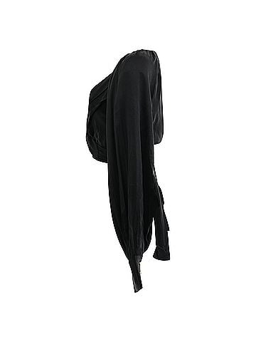 Zimmermann Zimmermann Long Sleeve Wrap Cropped Top in Black Silk (view 2)