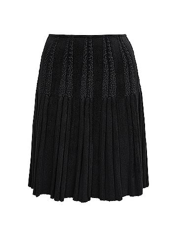 Alaïa Alaïa Knitted Pleat Mini Skirt in Black Wool (view 1)