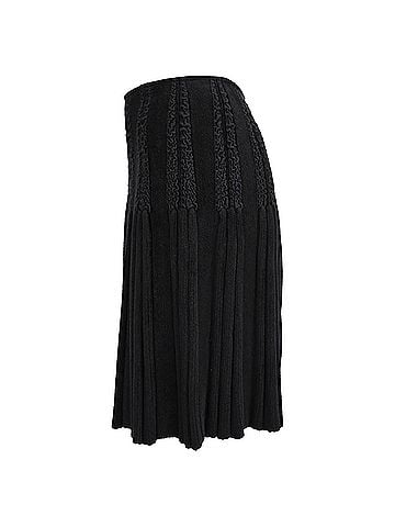 Alaïa Alaïa Knitted Pleat Mini Skirt in Black Wool (view 2)