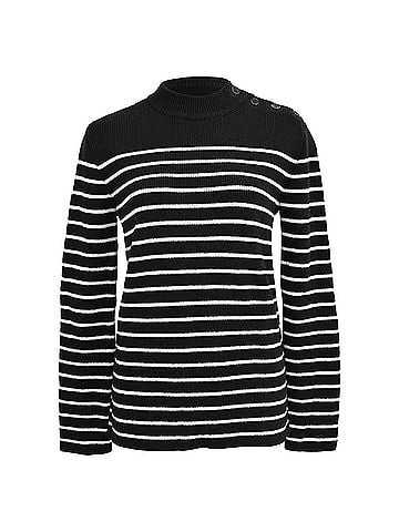 Saint Laurent Saint Laurent Striped Sweater in Black Cotton (view 1)