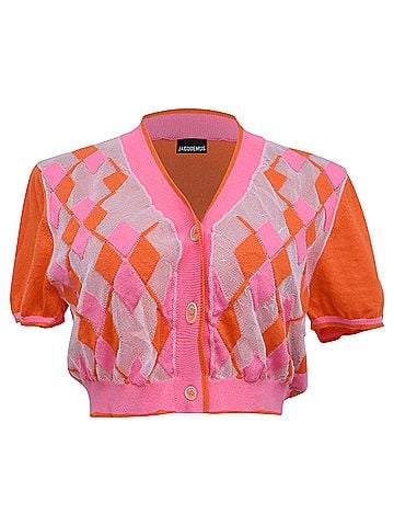 Jacquemus Jacquemus Le Cardigan Toledo Cropped Cardigan in Multicolor Cotton (view 1)