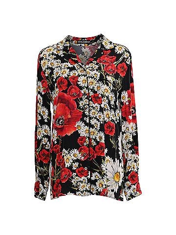 Dolce & Gabbana Dolce & Gabbana Pyjama Shirt in Floral Print Silk (view 1)